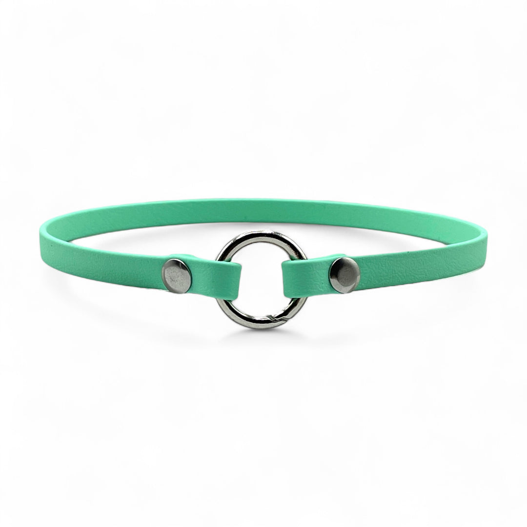 leichtes, schmales Hundehalsband, ideal für Hundemarken, handgefertigt aus robustem Biothane in grün