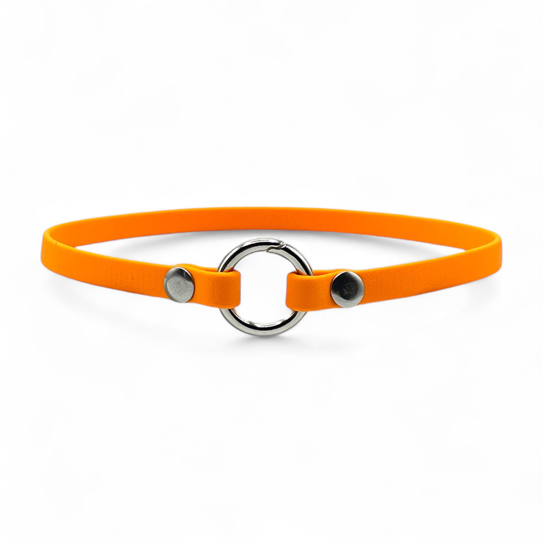 leichtes, schmales Hundehalsband, ideal für Hundemarken, handgefertigt aus robustem Biothane in orange