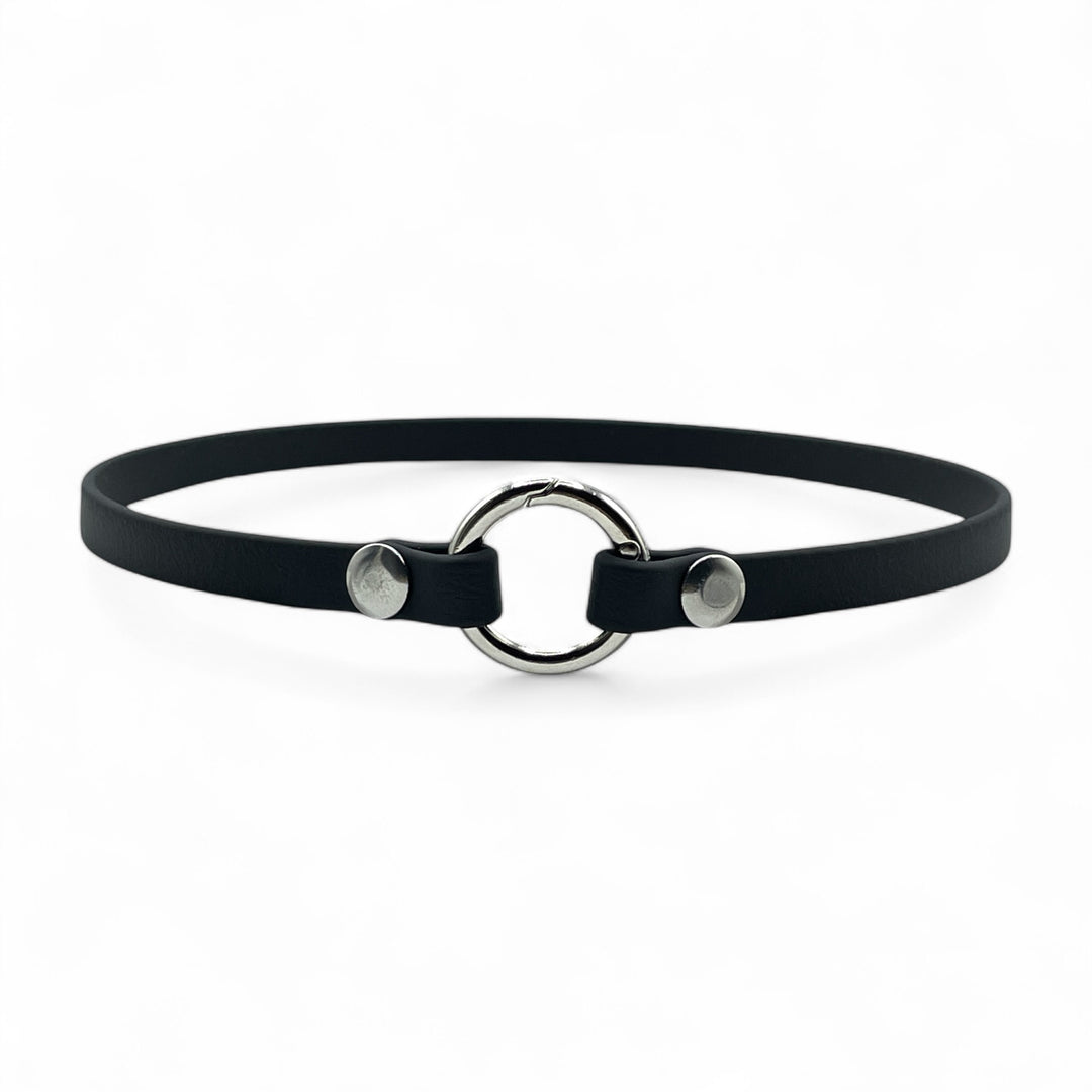 leichtes, schmales Hundehalsband, ideal für Hundemarken, handgefertigt aus robustem Biothane in schwarz