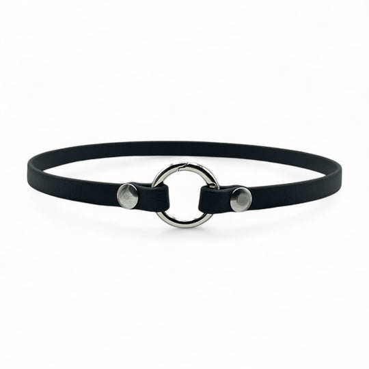 leichtes, schmales Hundehalsband, ideal für Hundemarken, handgefertigt aus robustem Biothane in schwarz