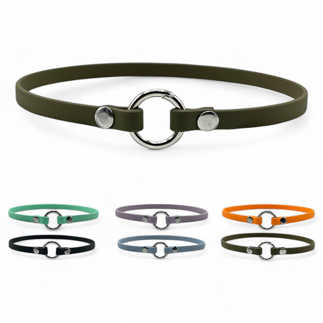 leichtes, schmales Hundehalsband, ideal für Hundemarken, handgefertigt aus robustem Biothane in verschiedenen Farben