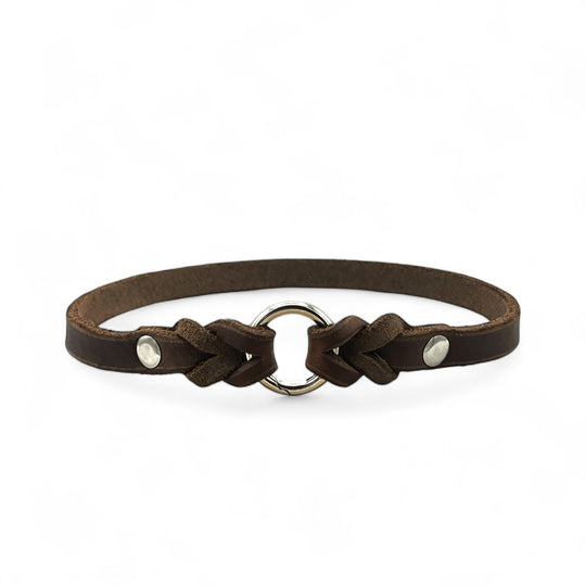 leichtes Hundehalsband, ideal für Hundemarken, handgefertigt aus robustem Leder in braun, personalisiert