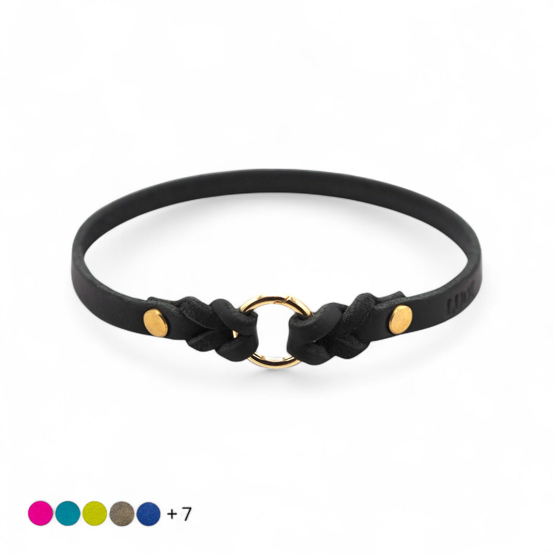 leichtes Hundehalsband, ideal für Hundemarken, handgefertigt aus robustem Leder in schwarz, personalisiert, titelbild