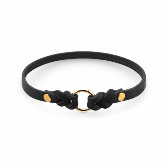 leichtes Hundehalsband, ideal für Hundemarken, handgefertigt aus robustem Leder in schwarz, personalisiert