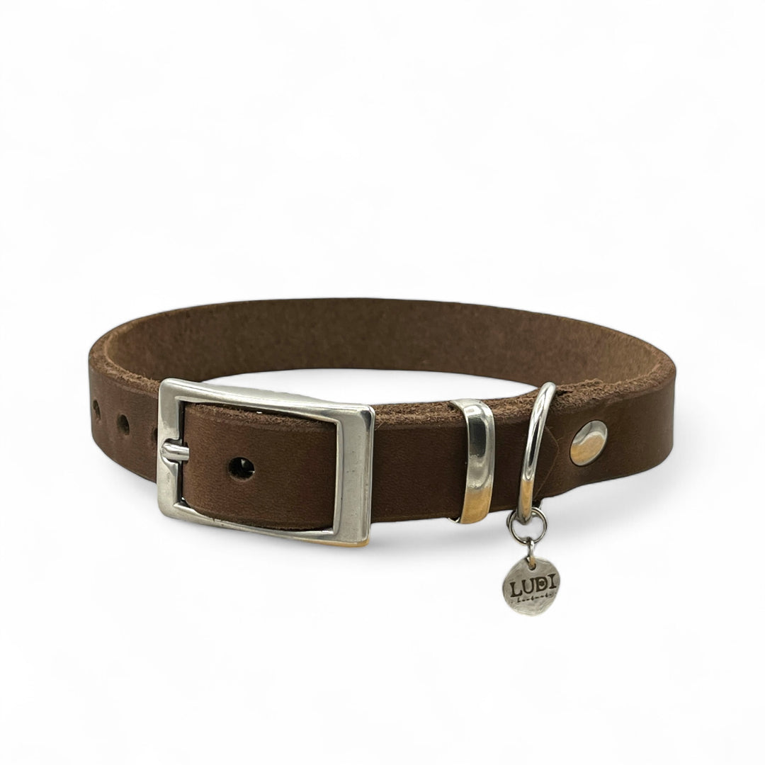 Hundehalsband aus Leder , ideal für kleine und große Hunde, butterweich und personalisiert mit Gravur, in braun