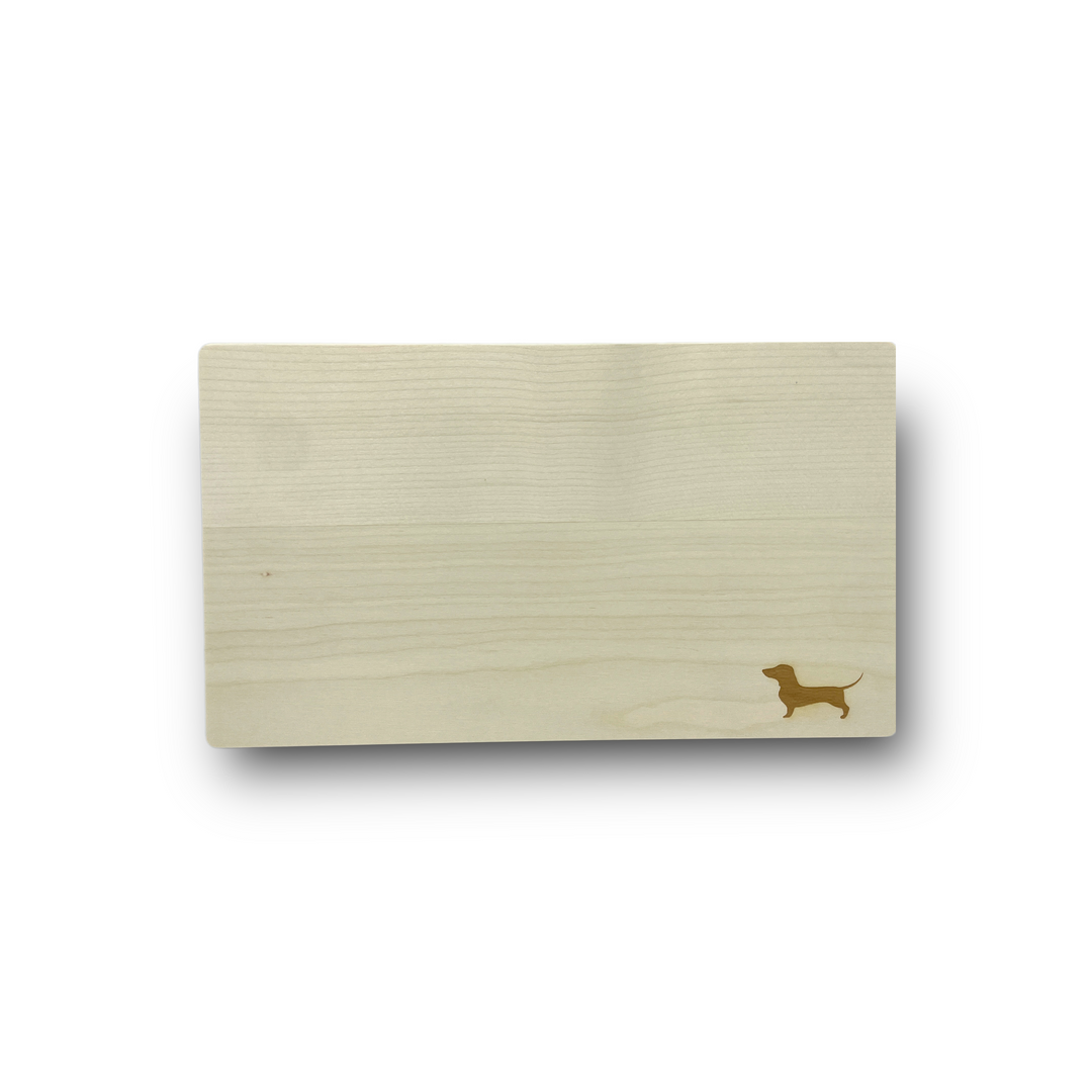Schneide- / Frühstücksbret mit Dackel Motiv, aus Holz, Geschnkidee