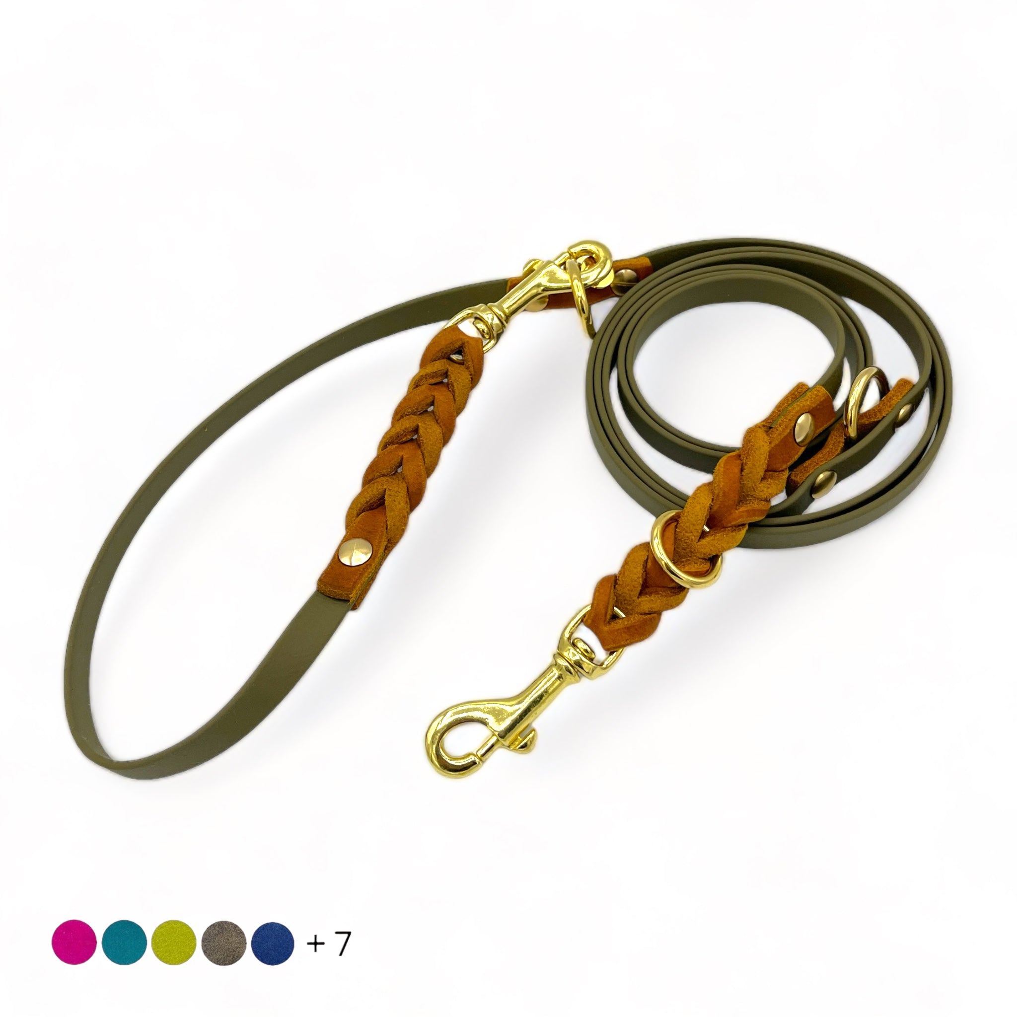 Pawtopia Hundeleine Aus Baumwollseil Mit Leder-Griff – 1,5 M, Regenbogen-Design, Inkl. Halsband Größe M