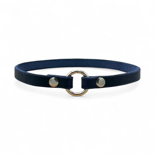 leichtes Markenhalsband, ideal für Hundemarken, handgefertigt aus robustem Leder in blau, personalisiert